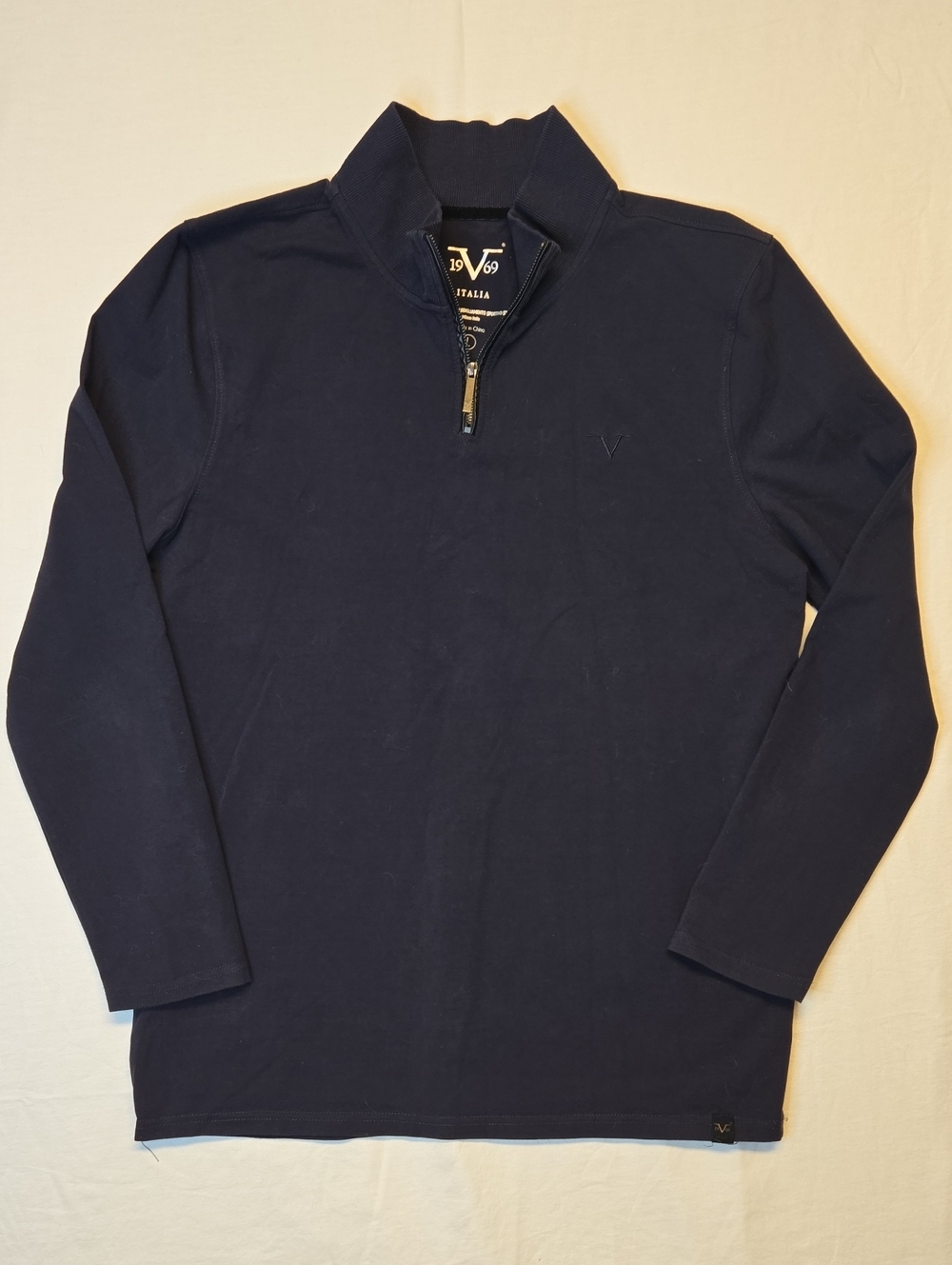 Versace Navy Blue V1969 Italia 1/4 Zip Pullover Shirt